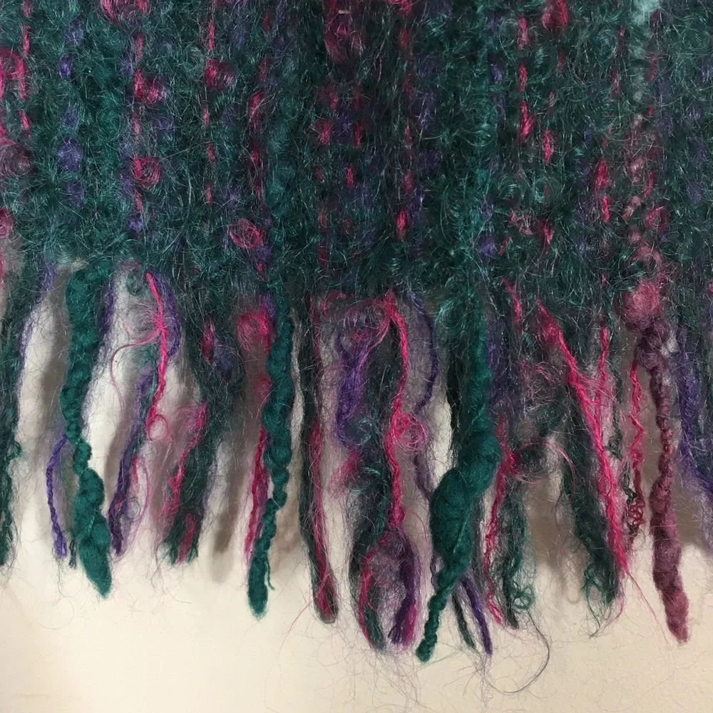 Fuzzy Dark Teal & Magenta Winter Scarf, Pre-Loved - Picture 3 of 3